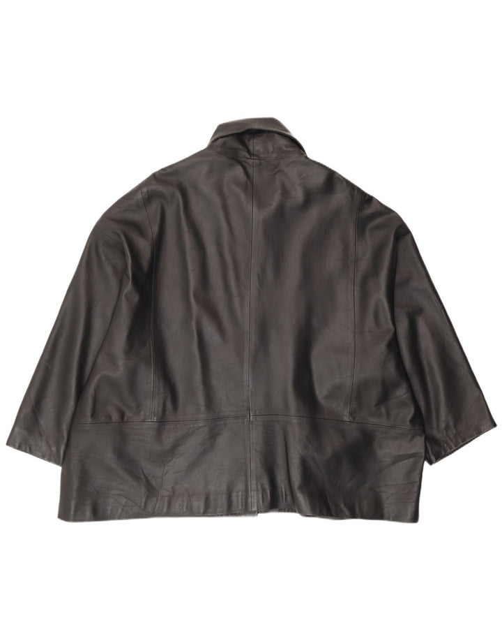 Jaqueta de couro feminina vintage UK 18 XL couro preto