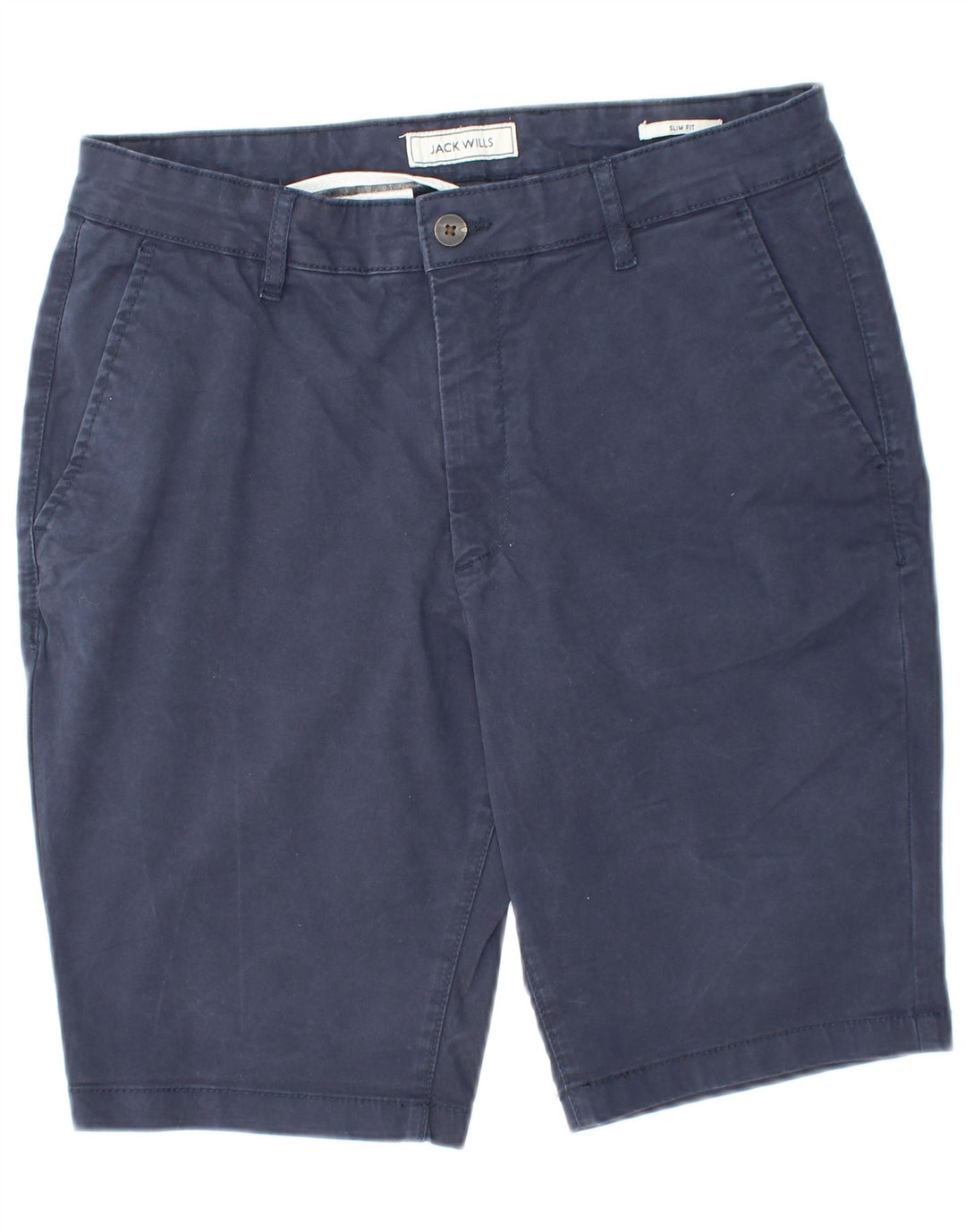 JACK WILLS Mens Slim Fit Chino Shorts W32 Médio Azul Marinho Algodão
