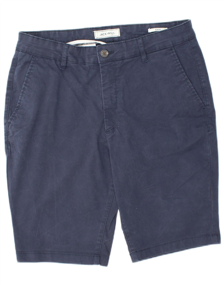 JACK WILLS Mens Slim Fit Chino Shorts W32 Médio Azul Marinho Algodão