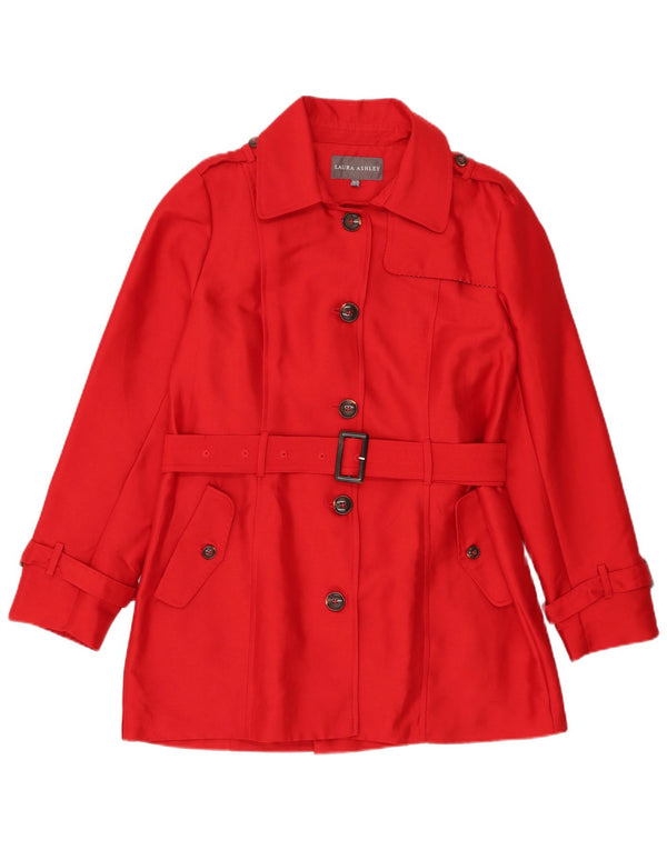 Casaco impermeável feminino Laura Ashley Reino Unido 14 poliéster vermelho médio