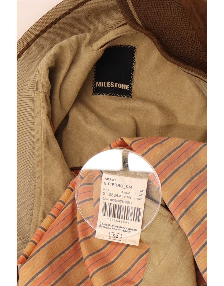 Jaqueta bomber masculina Milestone IT 48 4XL poliéster marrom