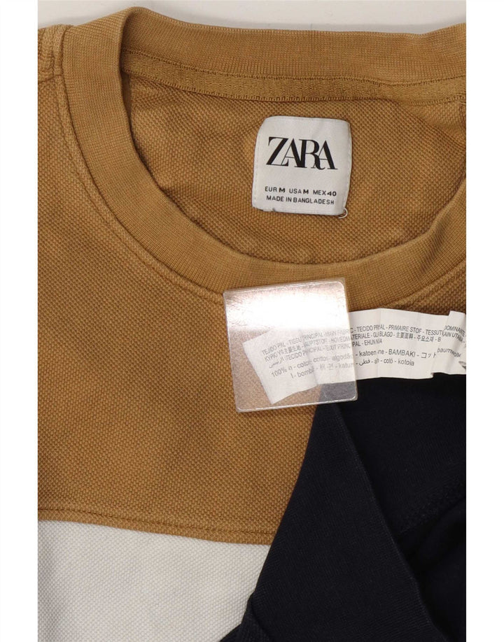 Zara moletom feminino jumper UK 14 médio multicolorido colorblock algodão