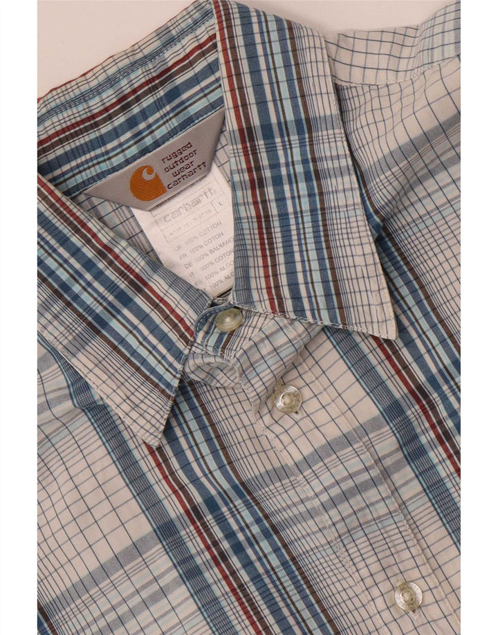 Camisa masculina de manga curta Carhartt grande algodão xadrez azul
