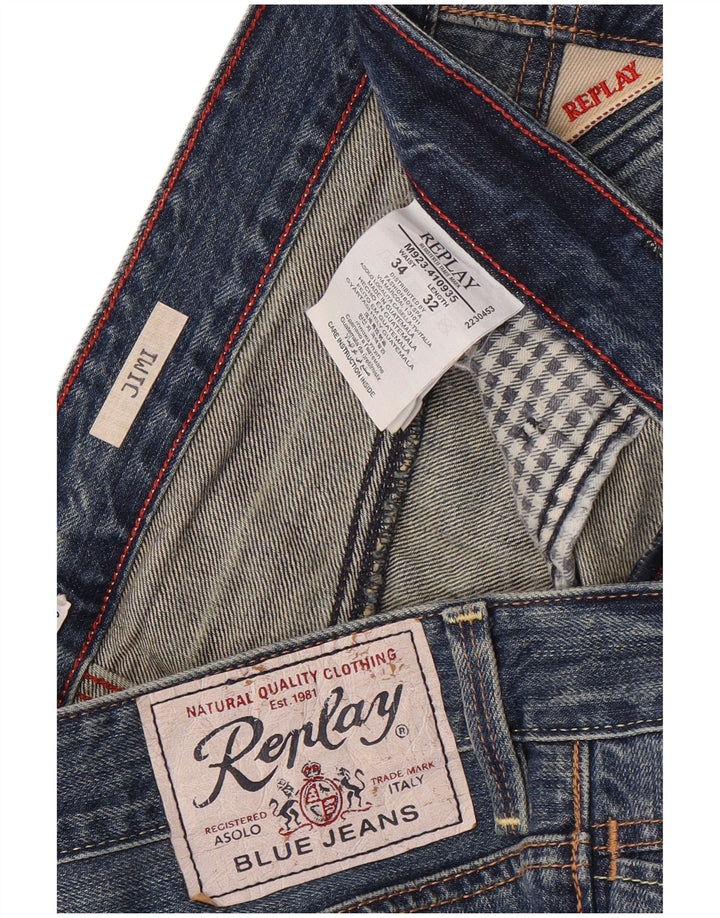 Replay Masculino Jimi Bootcut Jeans W34 L32 Azul Algodão