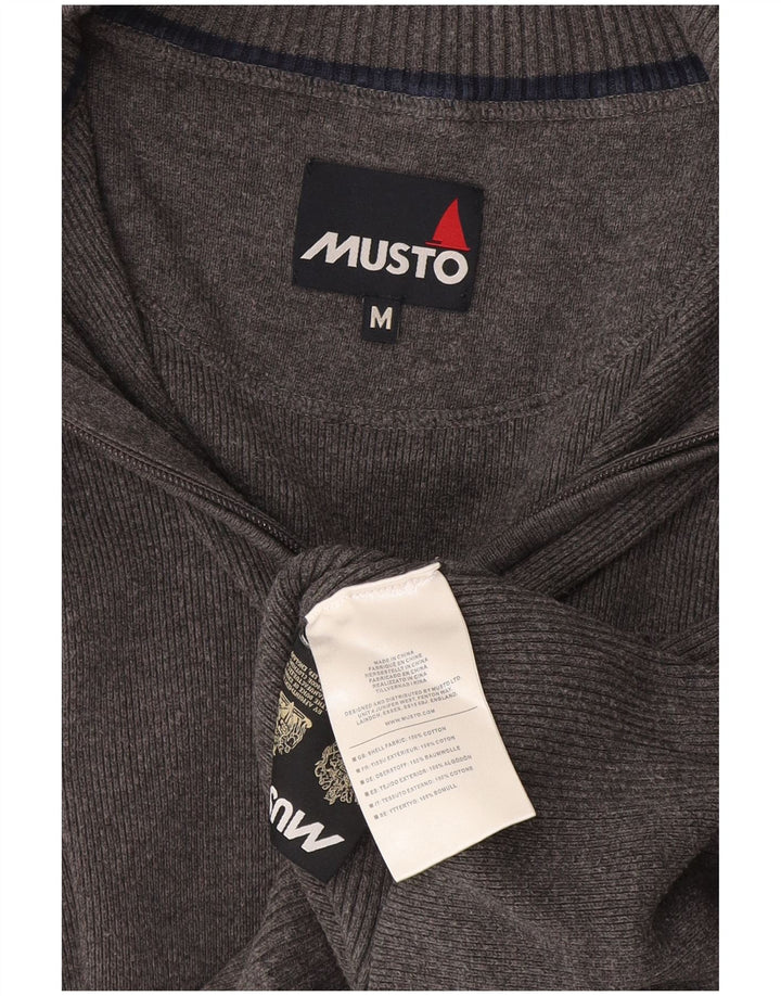 Suéter masculino Musto com zíper e gola em algodão cinza médio