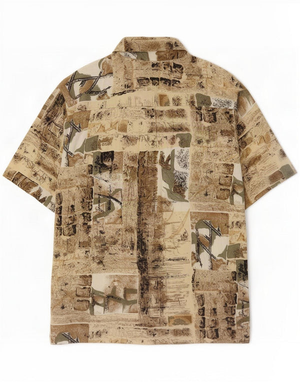 Camisa masculina vintage de manga curta 2XL algodão marrom