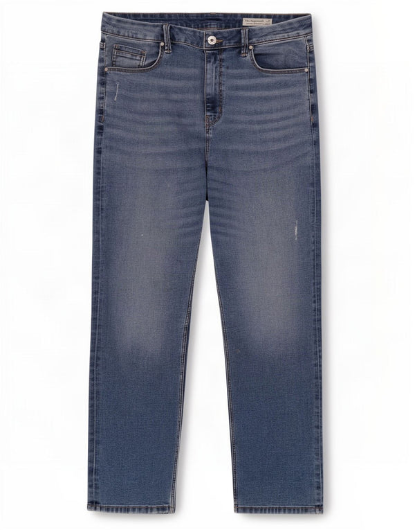 Calça jeans feminina Marks & Spencer Sienna Straight UK 16 grande W34 L30 azul
