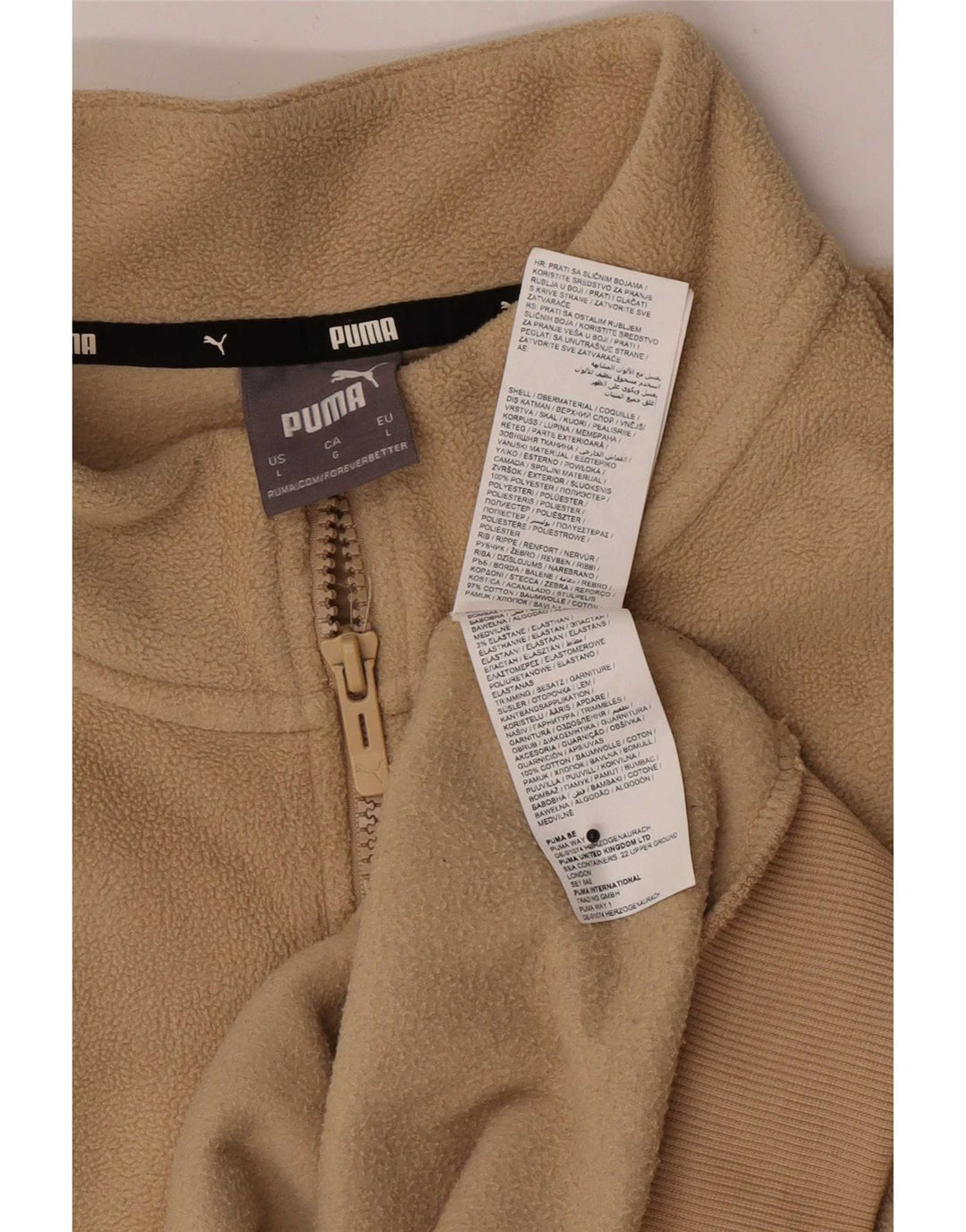 Suéter Puma Masculino Zip Neck Fleece Grande Bege Poliéster