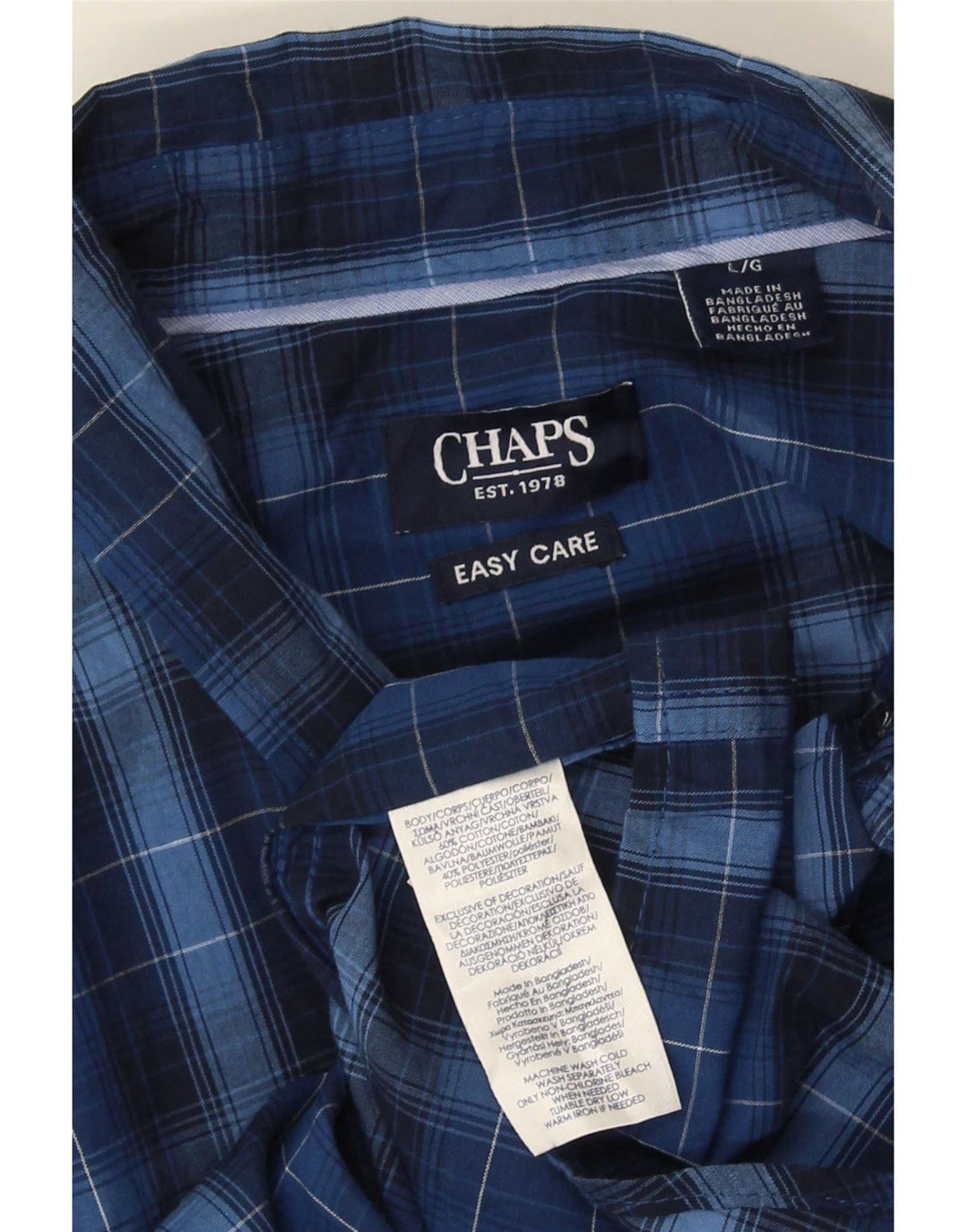 Camisa masculina de manga curta Chaps grande algodão xadrez azul marinho
