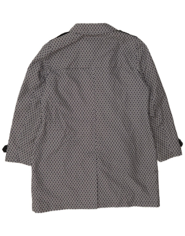 Capa de chuva militar feminina Marks & Spencer Reino Unido 18 XL azul marinho geométrico