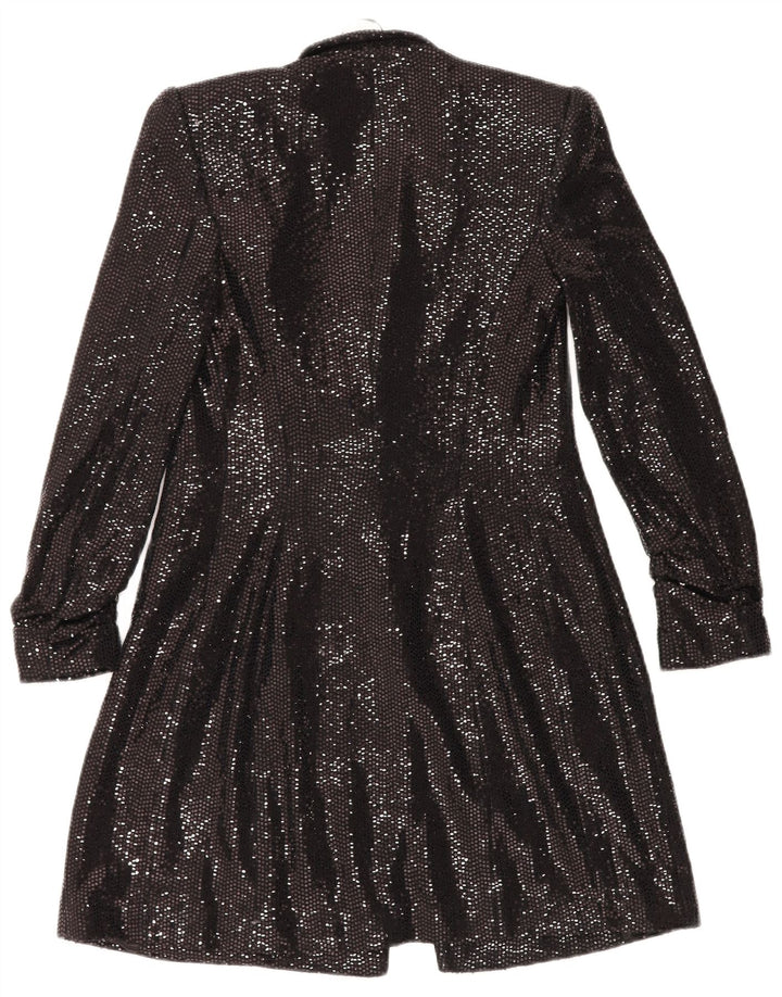 ZARA Womens Longline Open Blazer Jacket UK 6 XS Preto Poliamida