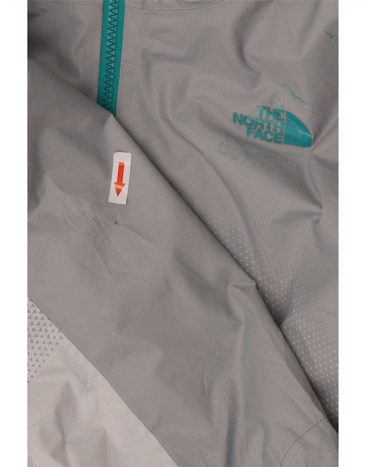 Jaqueta de chuva feminina com capuz The North Face UK 14 bloco colorido cinza médio