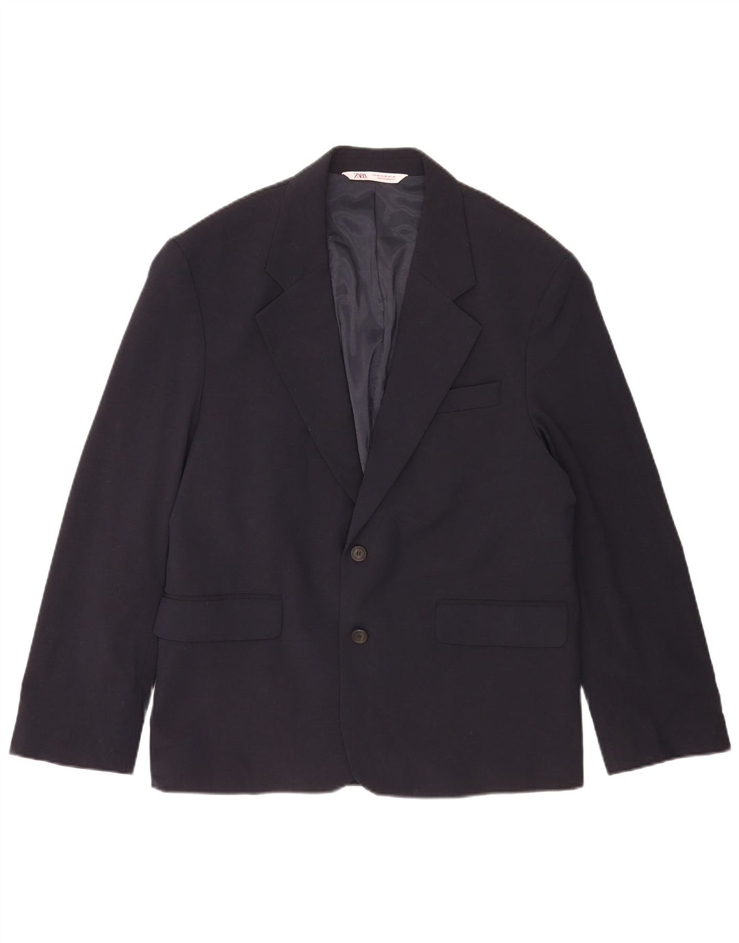 Jaqueta blazer masculina Zara com 2 botões IT 48 poliéster azul marinho médio