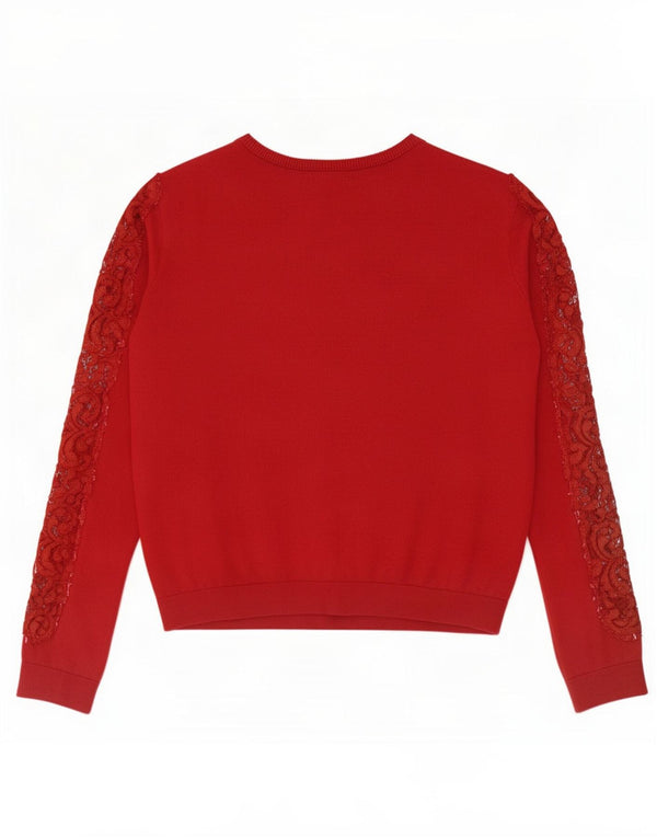 Suéter cardigã feminino Zara crop oversized Reino Unido 10 pequeno vermelho nylon