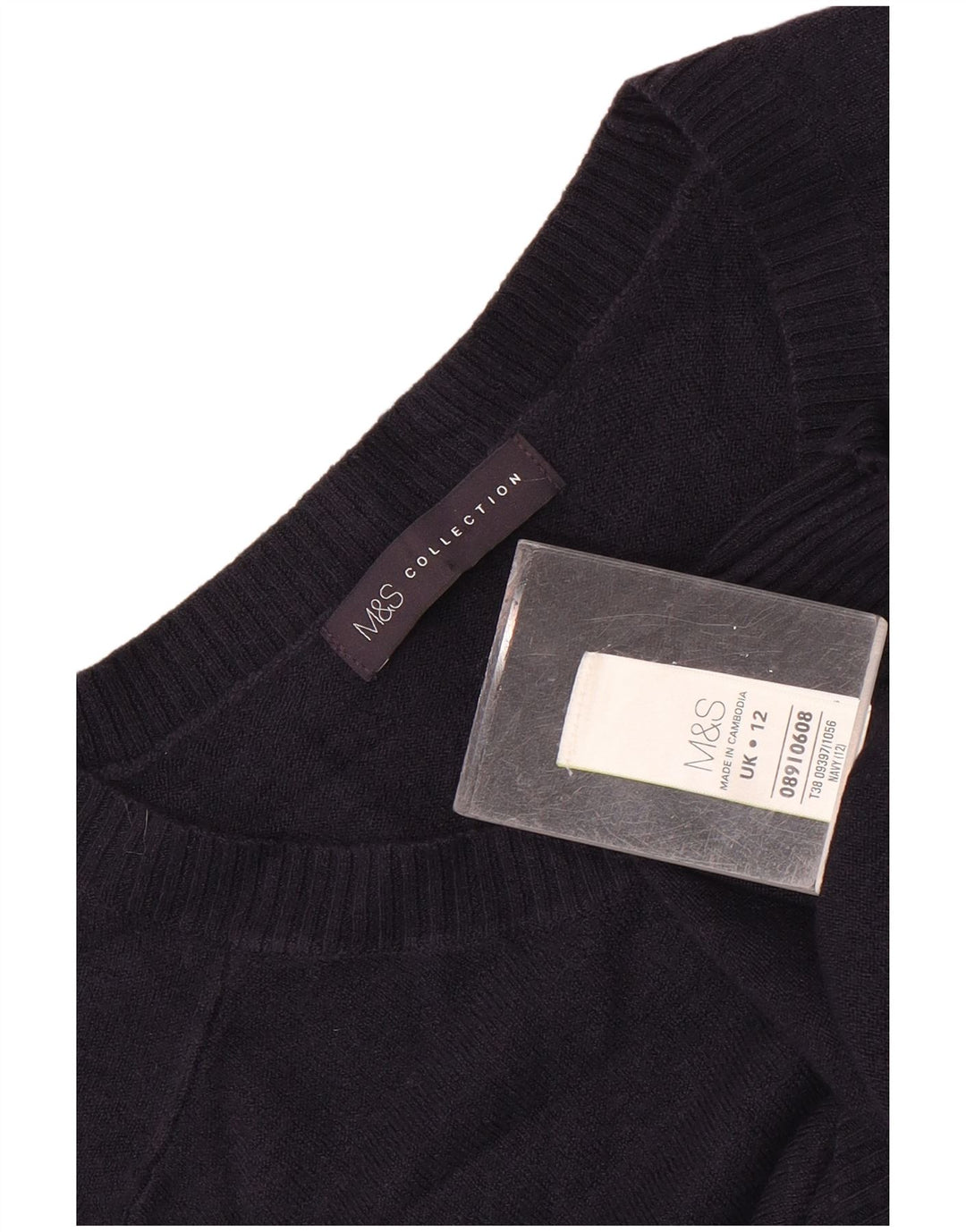 Suéter feminino Marks & Spencer com gola canoa Reino Unido 12 médio azul marinho