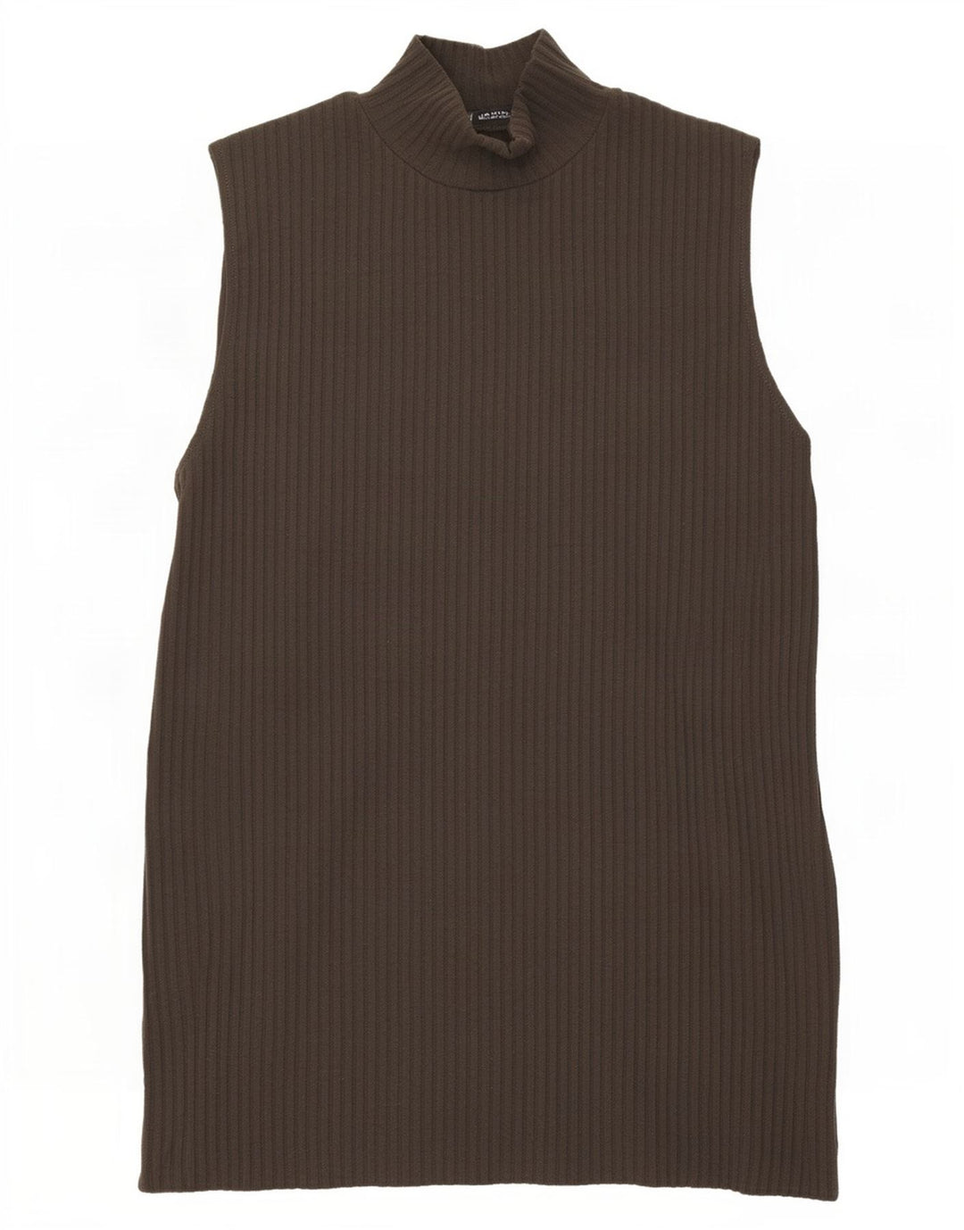 Zara Womens Vest Tank Top UK 12 Médio Marrom Poliéster