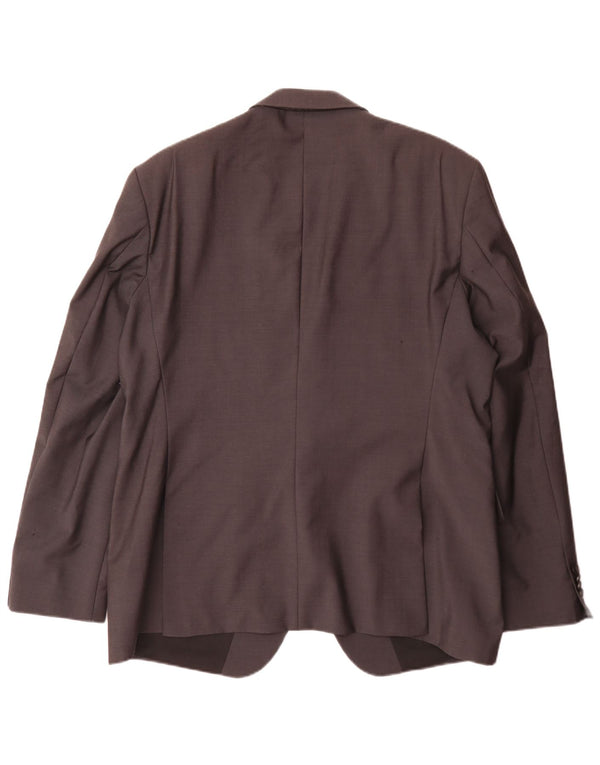 Jaqueta blazer masculina de 2 botões Hugo Boss EU 58 4XL cinza lã virgem clássica