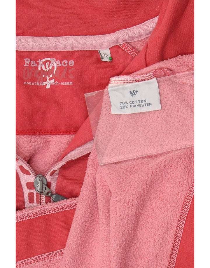 Suéter feminino FAT FACE com gola e zíper gráfico UK 12 rosa médio