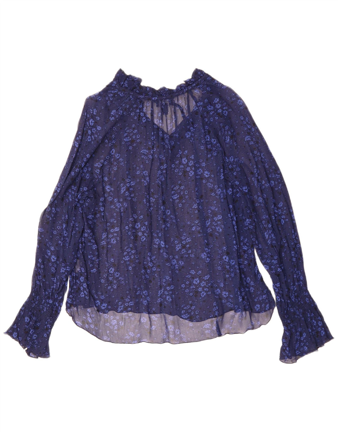 Blusa feminina grande de manga comprida GANT Reino Unido 12 médio azul marinho floral
