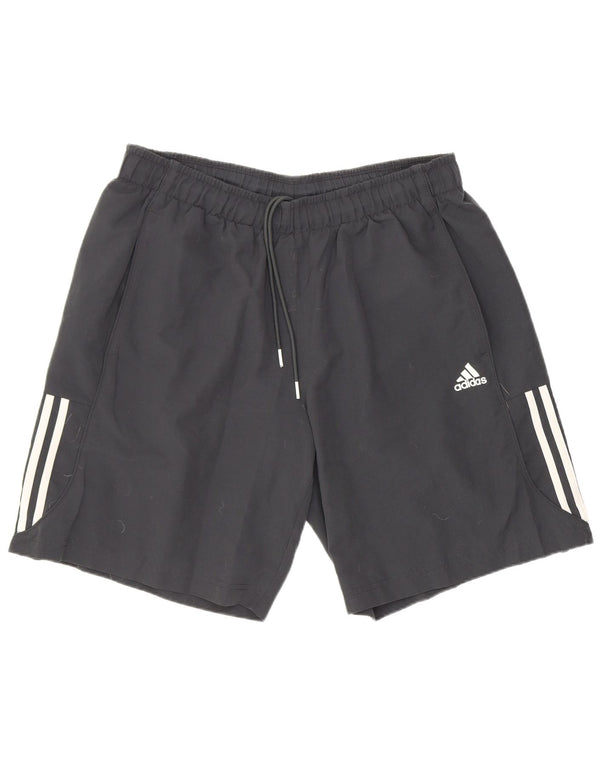 Shorts esportivos masculinos Adidas grandes esportivos pretos de poliéster