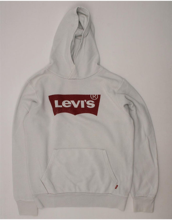 LEVI'S Boys Graphic Hoodie Jumper 15-16 Years White Cotton Vintage Levi's and Second-Hand Levi's from Messina Hembry 