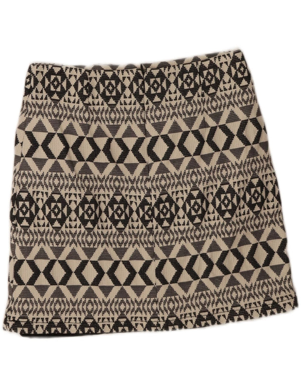 Minissaia feminina Marks & Spencer Reino Unido 10 pequena W28 algodão geométrico cinza