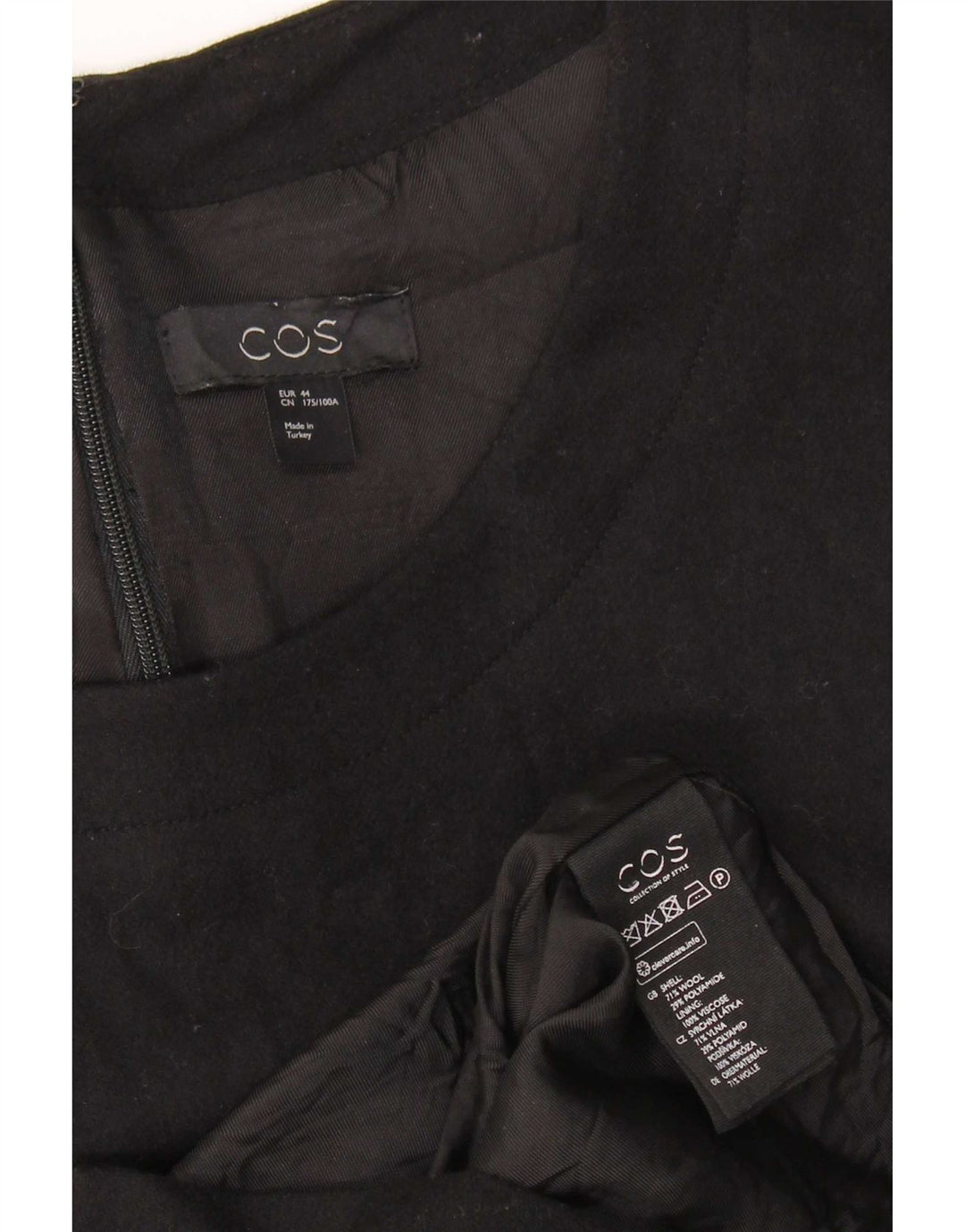 Cos Vestido feminino de manga comprida EU 44 XL lã preta