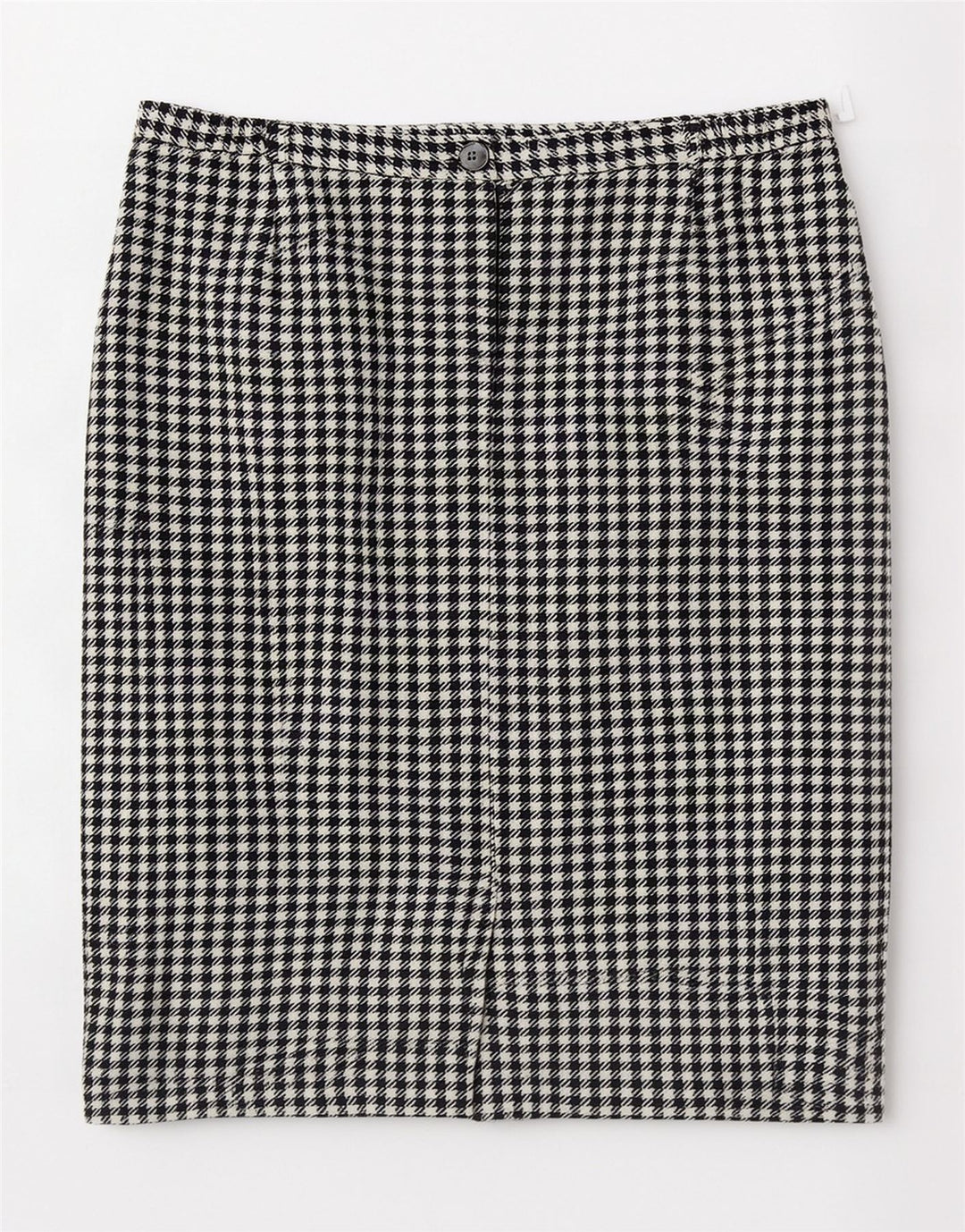 Saia midi feminina Eastex Reino Unido 14 médio W30 lã houndstooth preta
