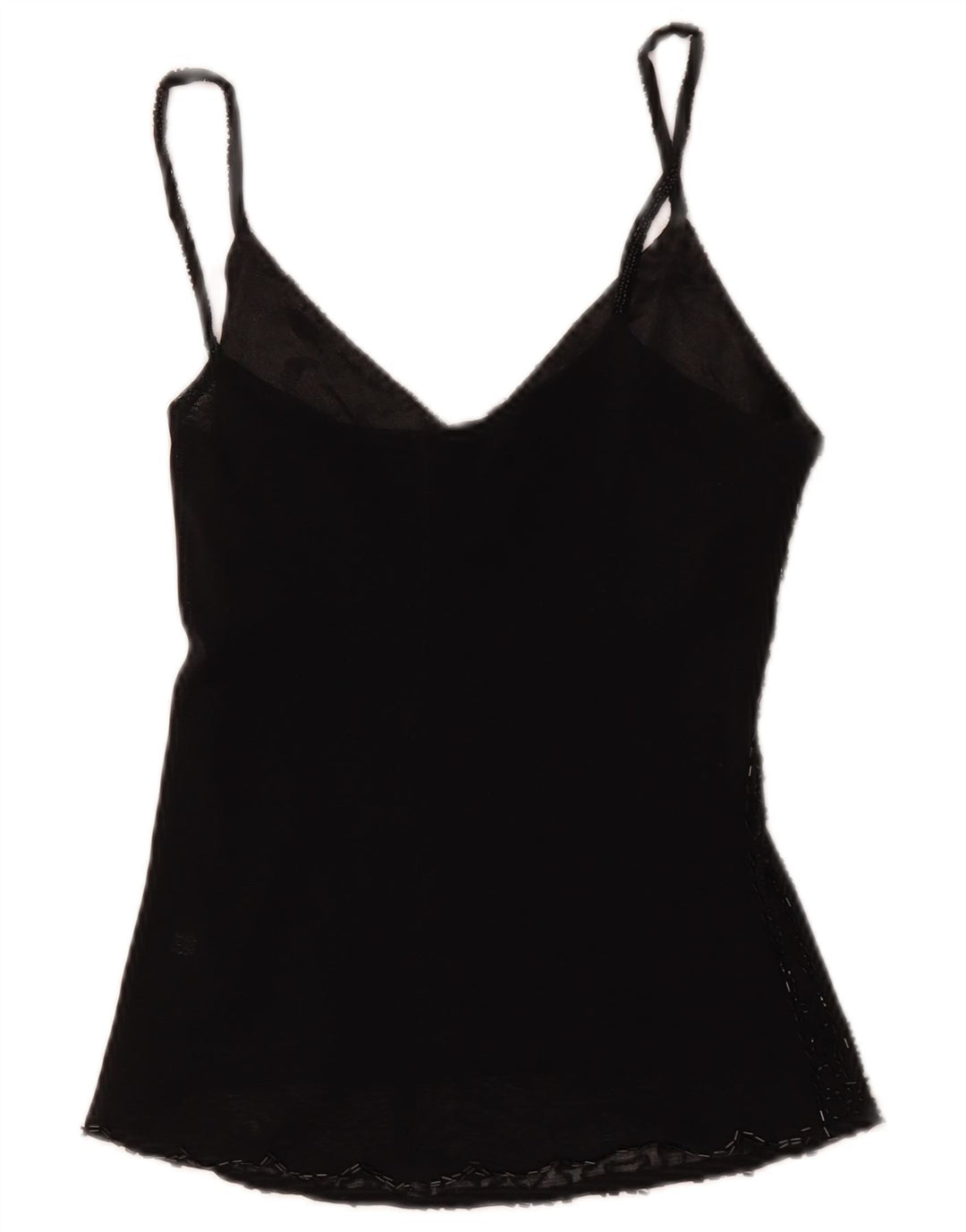 Cami Top Feminino Vintage Reino Unido 8 Viscose Preta Pequena