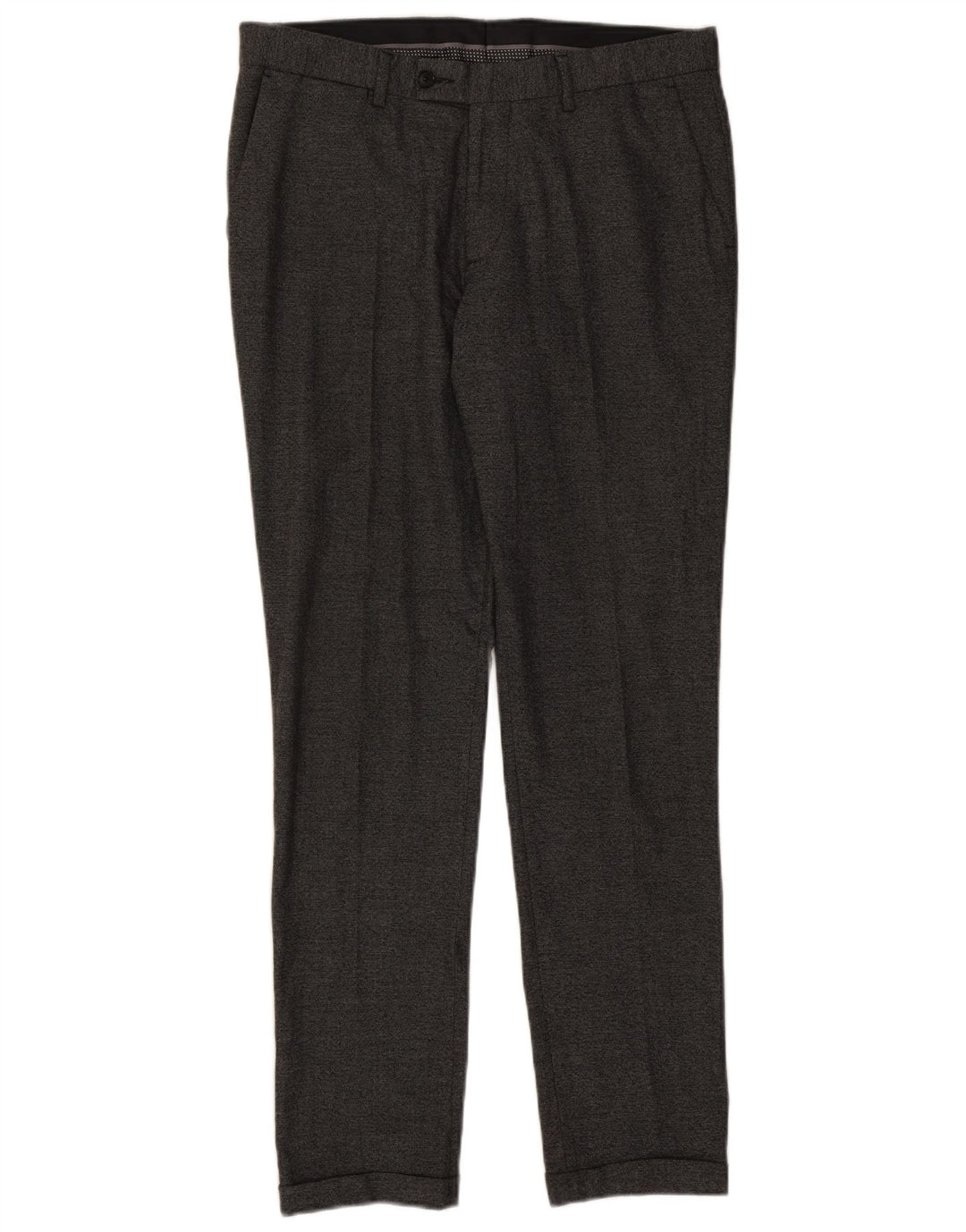 Zara Mens Slim Suit Calças EU 42 Grande W32 L32 Cinza Poliéster