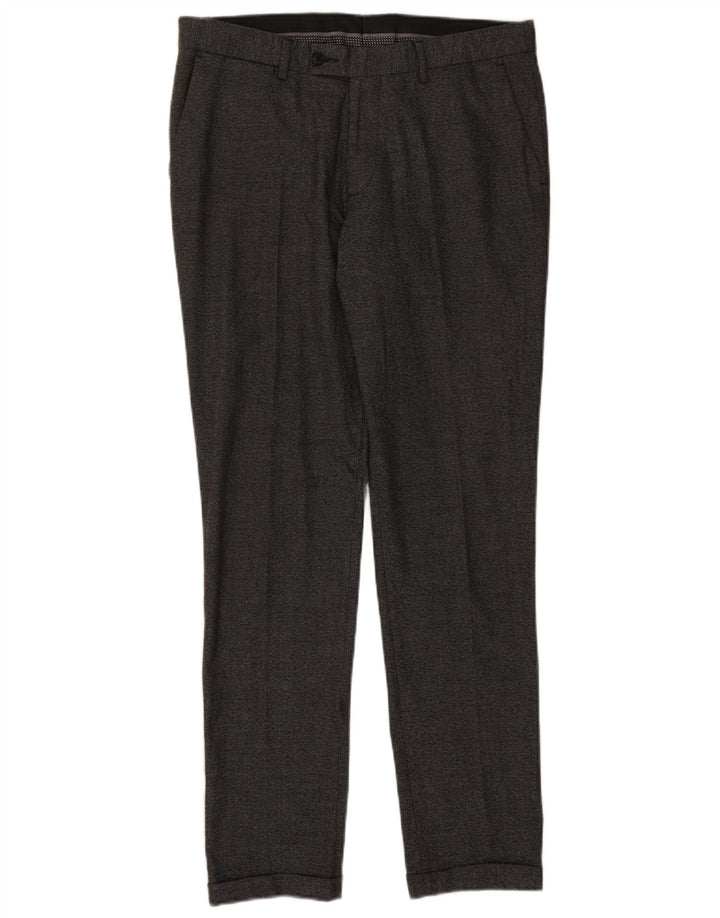 Zara Mens Slim Suit Calças EU 42 Grande W32 L32 Cinza Poliéster