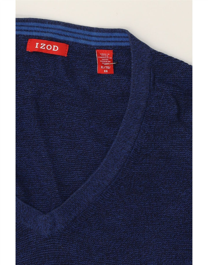 IZOD Mens V-Neck Jumper Sweater XL Navy Blue Flecked Cotton Vintage Izod and Second-Hand Izod from Messina Hembry 