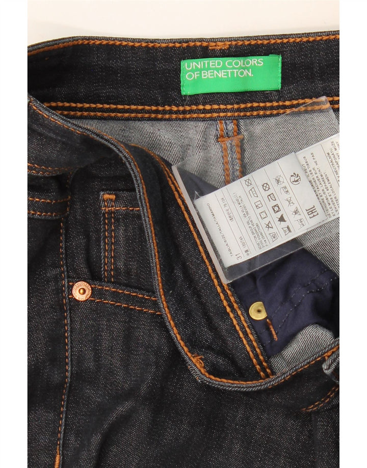 Jeans retos femininos BENETTON W31 L30 algodão azul marinho