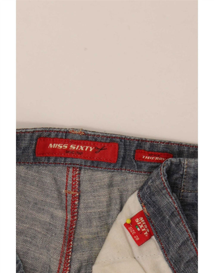 Miss Sixty Calça jeans feminina larga W28 L33 algodão azul marinho