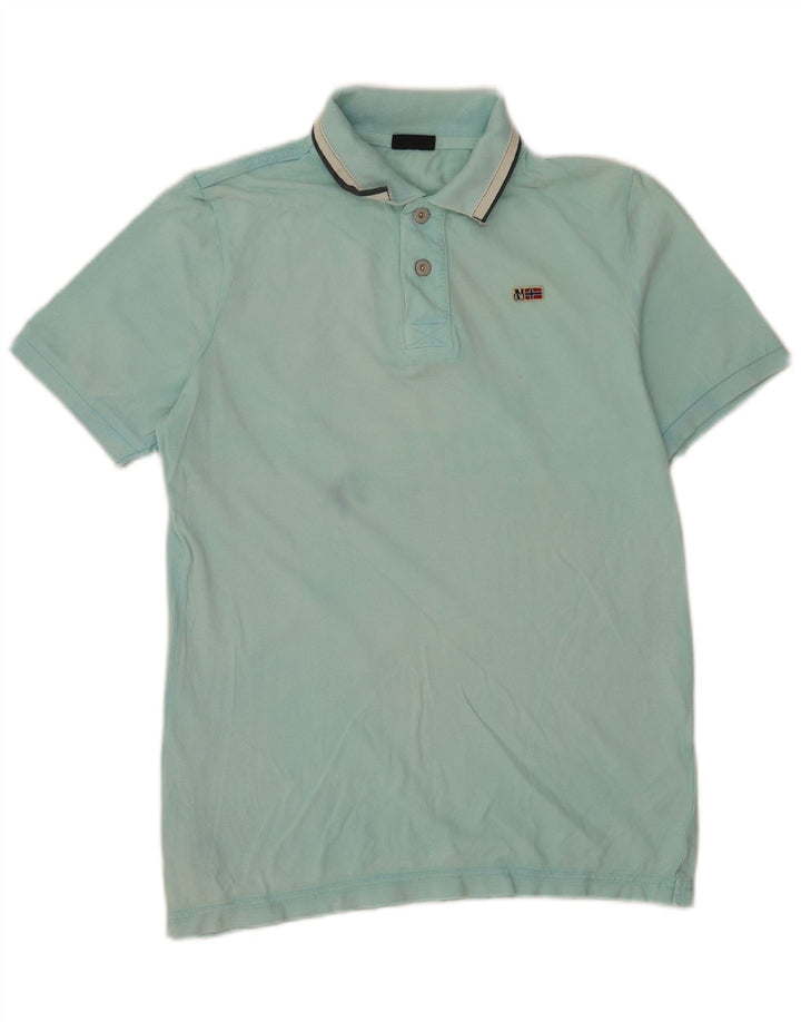 Camisa polo masculina Napapijri pequena azul algodão