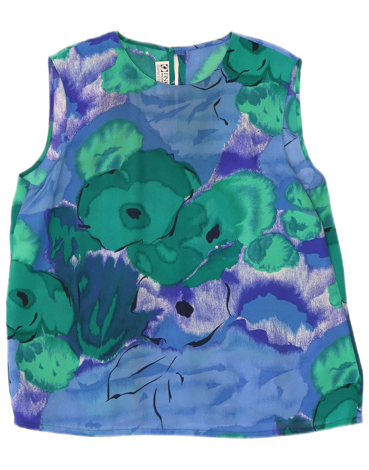 Conjunto de saia feminina Fink de 2 peças UK 16 grande W30 azul floral poliéster