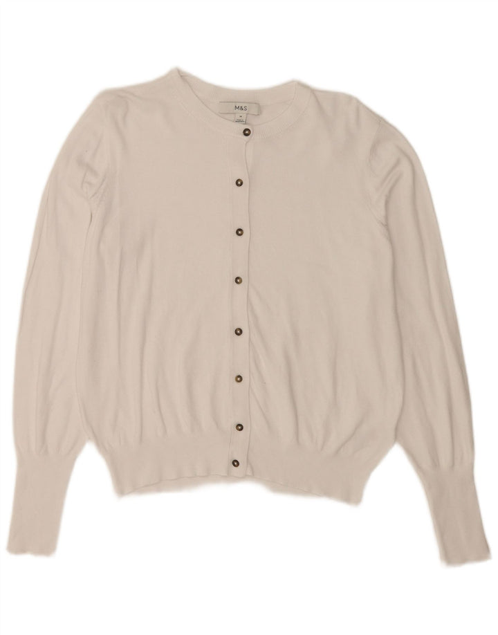 Suéter cardigã feminino Marks & Spencer UK 14 viscose branca média