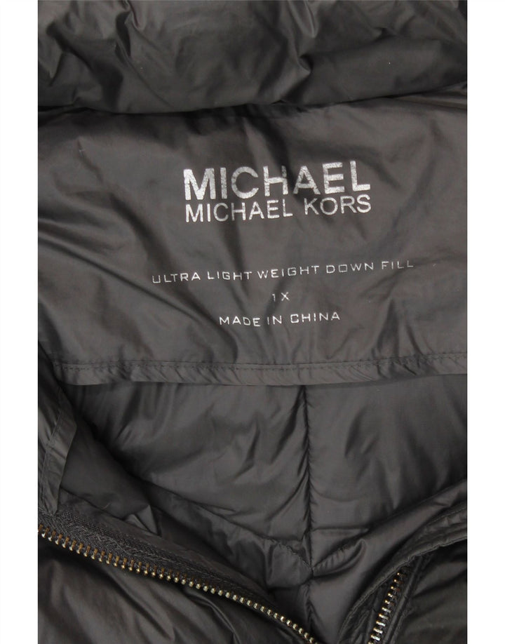 Casaco acolchoado com capuz feminino MICHAEL KORS UK 18 XL cinza nylon