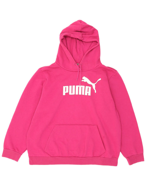 Puma feminino gráfico oversized moletom com capuz UK 20 2XL algodão rosa