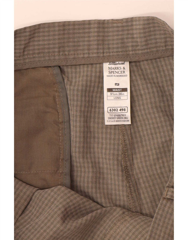 Shorts chino masculino Marks & Spencer W36 poliéster xadrez verde grande