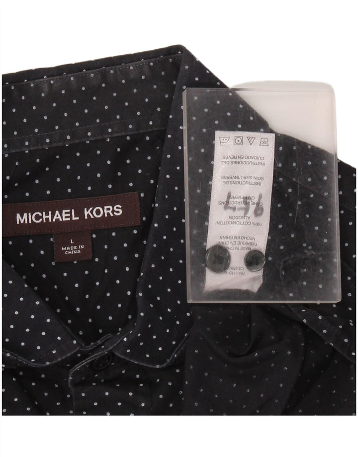 Camisa masculina MICHAEL KORS grande algodão manchado preto
