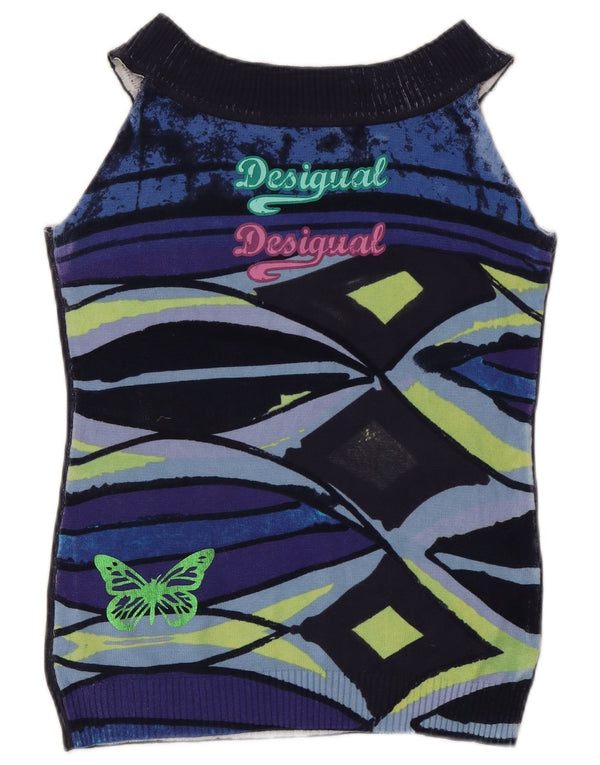 Regata feminina Desigual com colete UK 10 pequena borboleta floral azul marinho