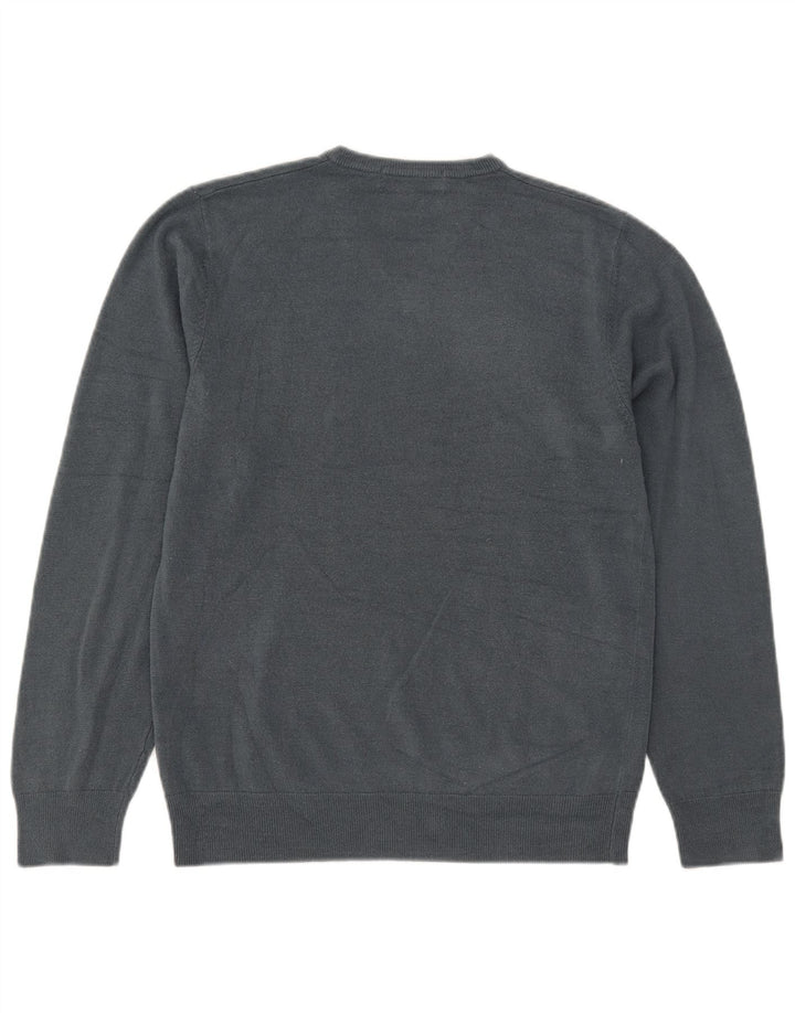 Suéter masculino Marks & Spencer com decote em V cinza médio acrílico