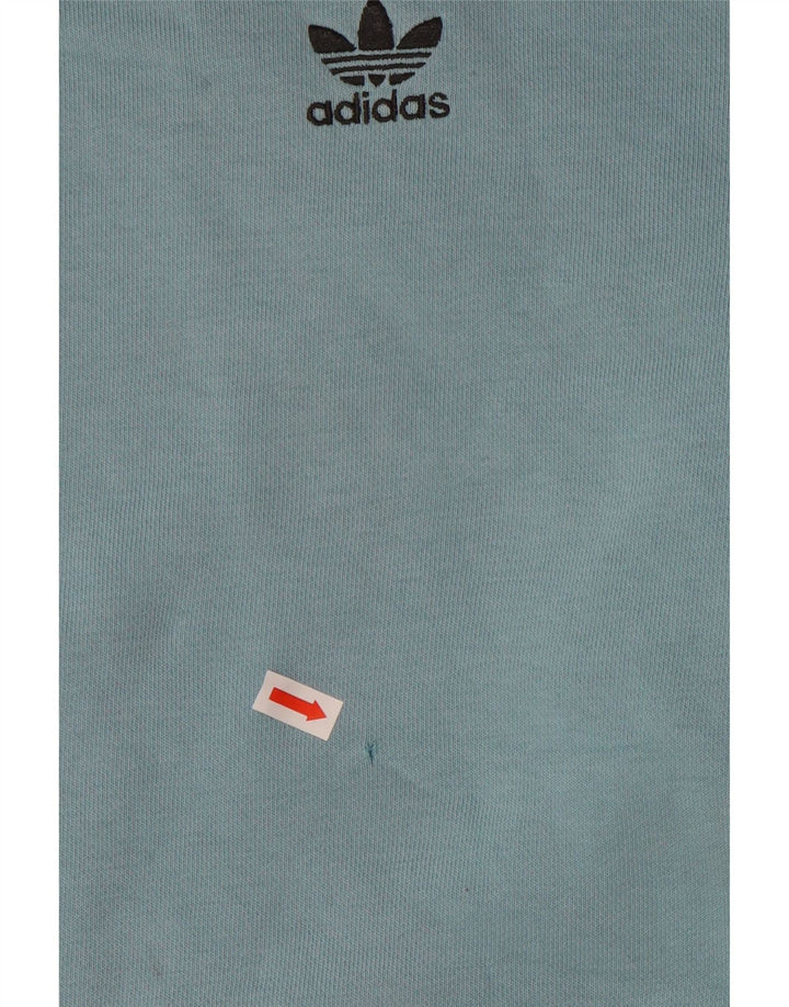 ADIDAS Mens Hoodie Jumper Grande Algodão Azul