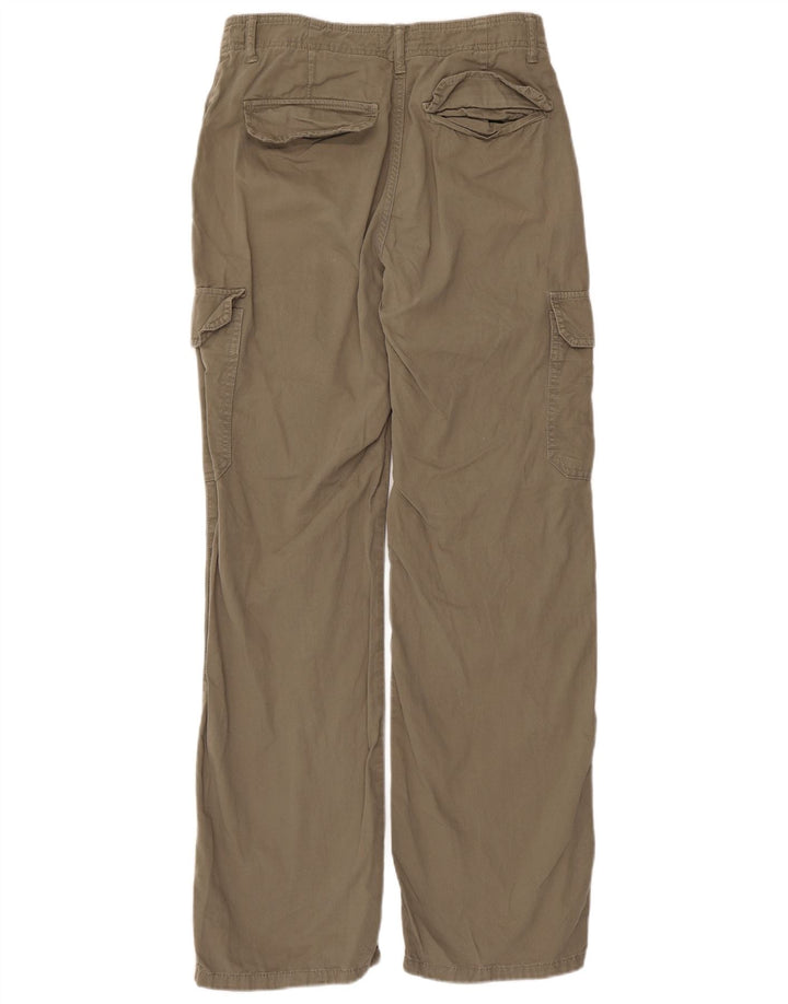 Calça cargo feminina reta ZARA UE 38 pequena W28 L30 algodão cáqui