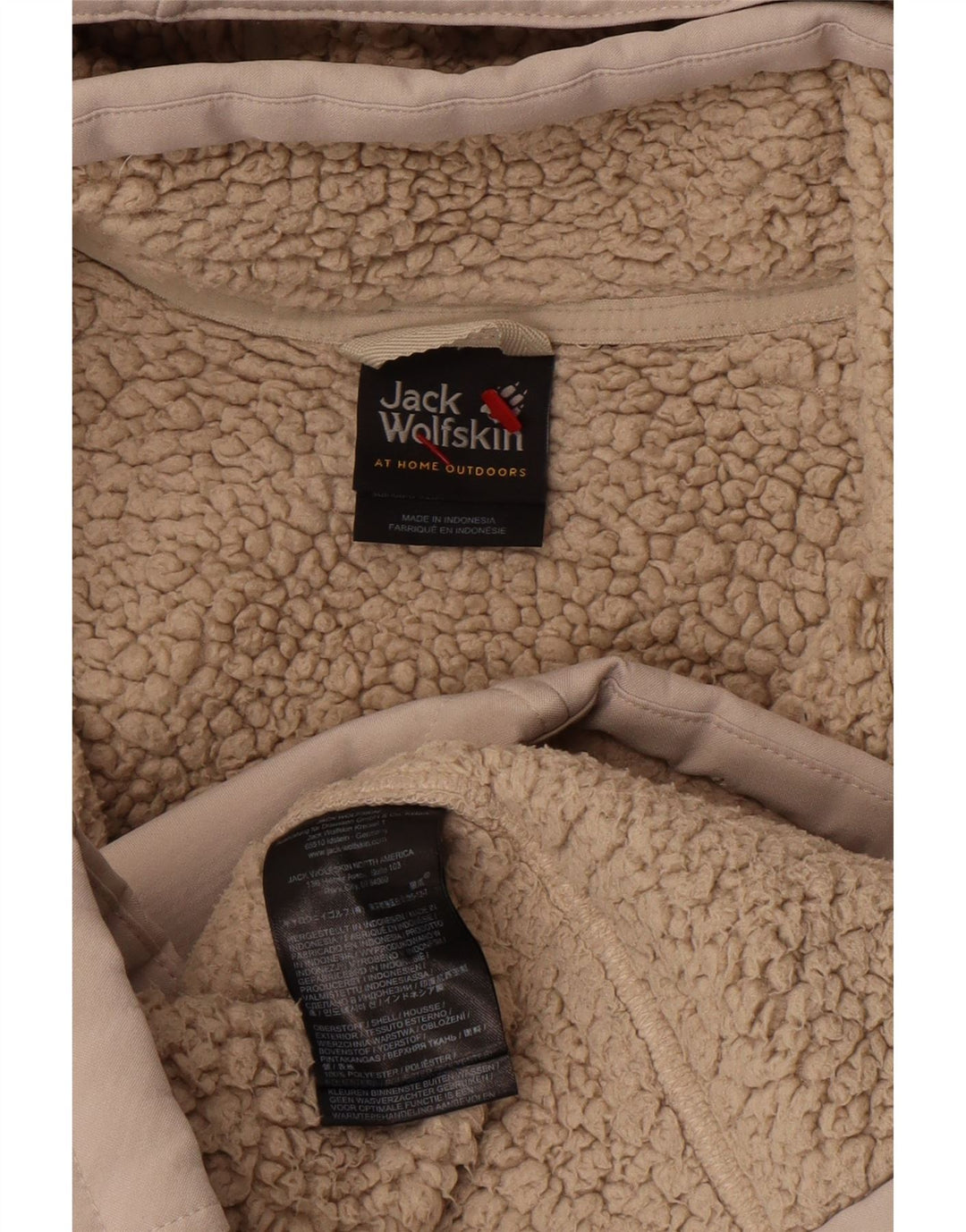 Casaco corta-vento feminino com capuz Jack Wolfskin Reino Unido 10/12 bege médio