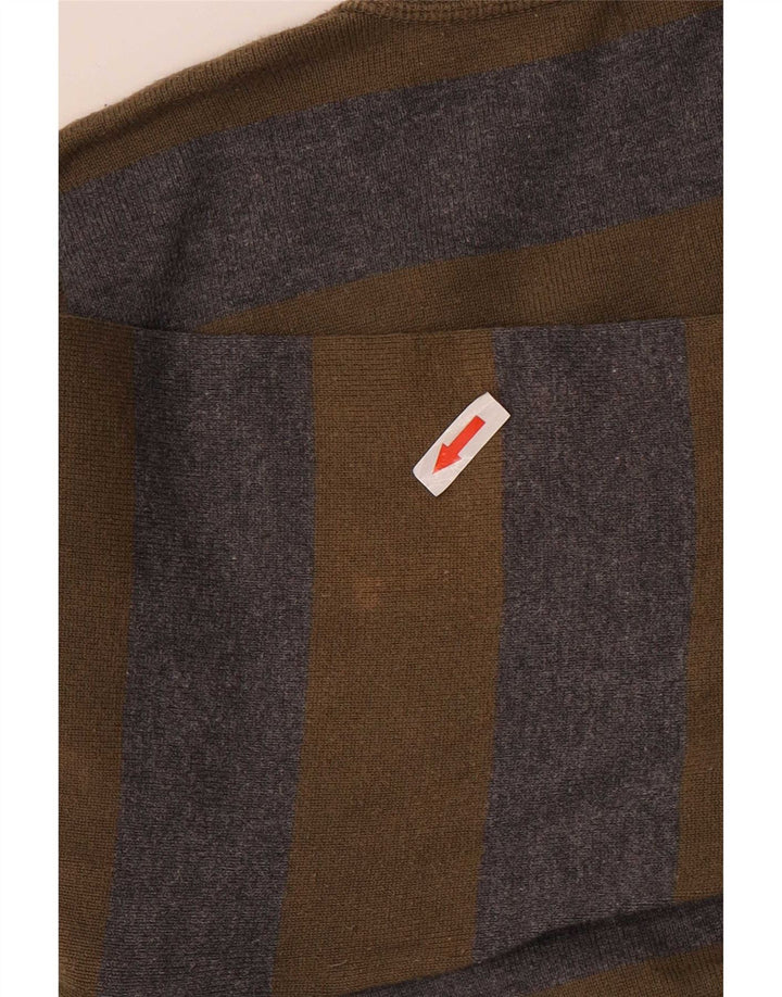 Suéter cardigã masculino Zara grande listrado cáqui