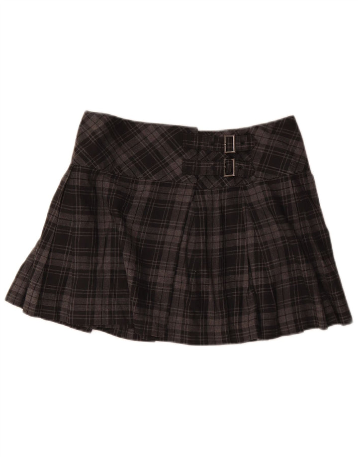 Minissaia feminina Sisley W30 xadrez cinza médio