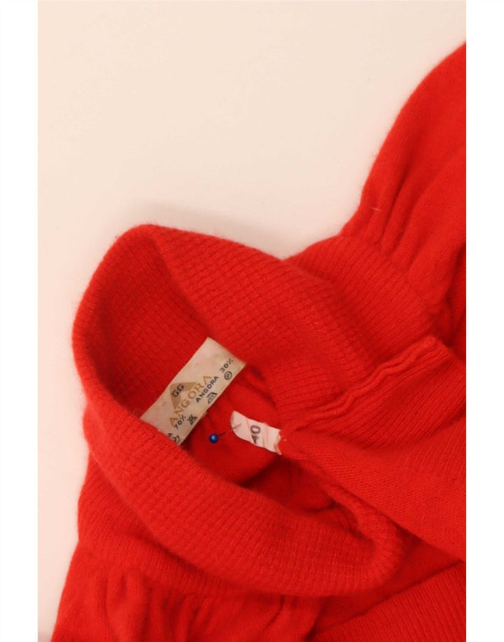 Suéter feminino vintage com gola alta e gola redonda IT 40 lã vermelha pequena