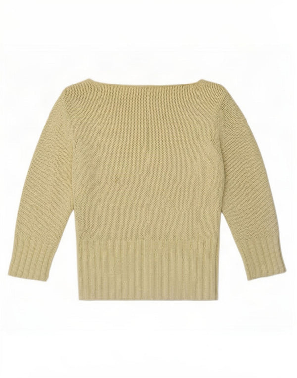 Zara Suéter feminino manga 3/4 com gola canoa e gola canoa Reino Unido 12 médio amarelo